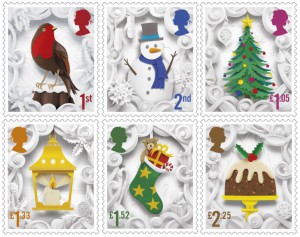Royal Mail undated handout photo of the six 2016 Christmas Special stamps which were crafted by Manchester based artist, Helen Musselwhite, using paper cut-outs which were then photographed. PRESS ASSOCIATION Photo. Issue date: Tuesday November 8, 2016. The stamps are on sale from Tuesday. See PA story CONSUMER Stamps. Photo credit should read: Royal Mail/PA Wire NOTE TO EDITORS: This handout photo may only be used in for editorial reporting purposes for the contemporaneous illustration of events, things or the people in the image or facts mentioned in the caption. Reuse of the picture may require further permission from the copyright holder.