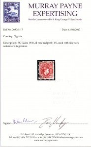 Certificate for Nigeria stamp 001